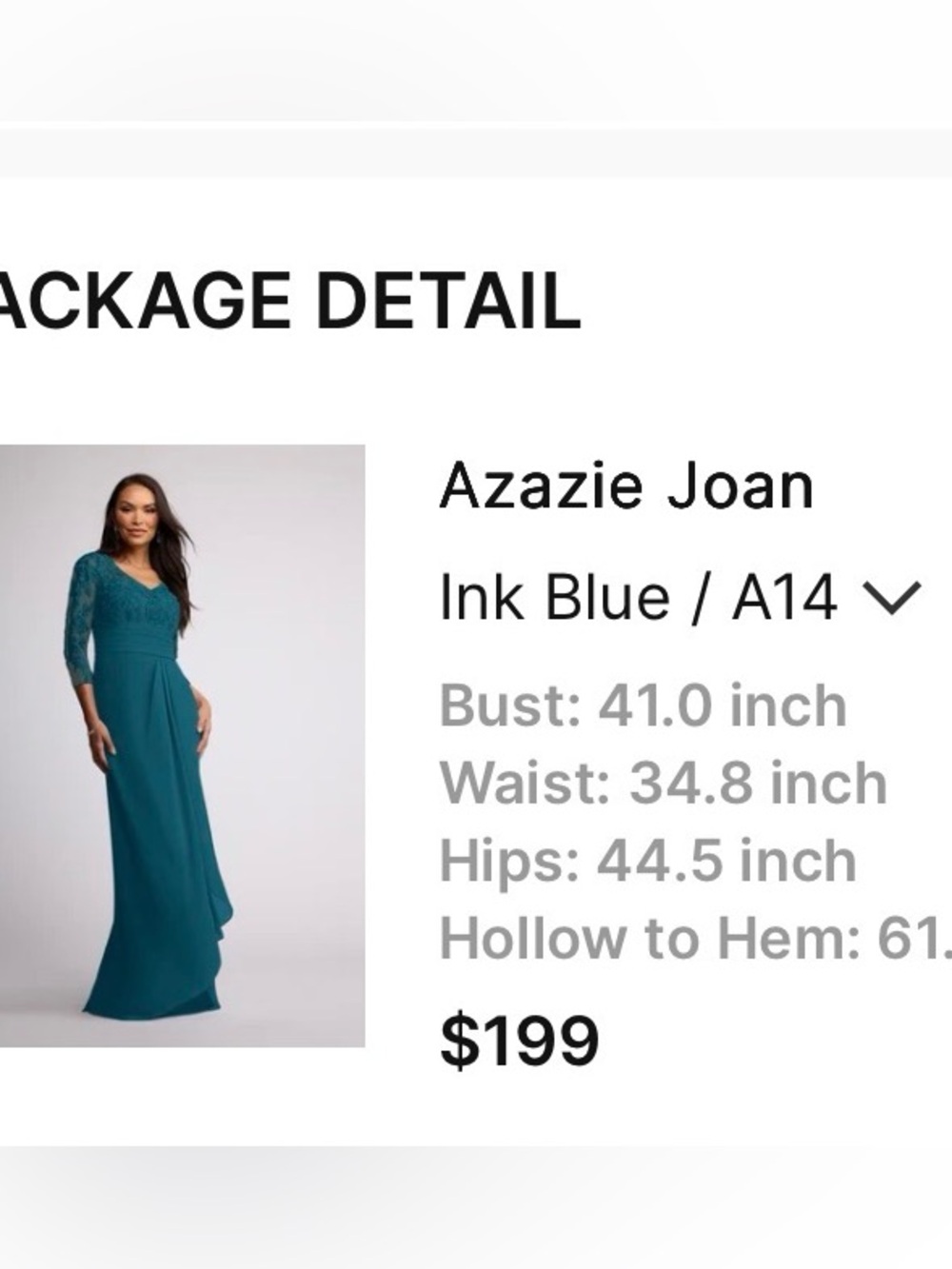 Azazie Teal Long Sleeve Dress “Joan”